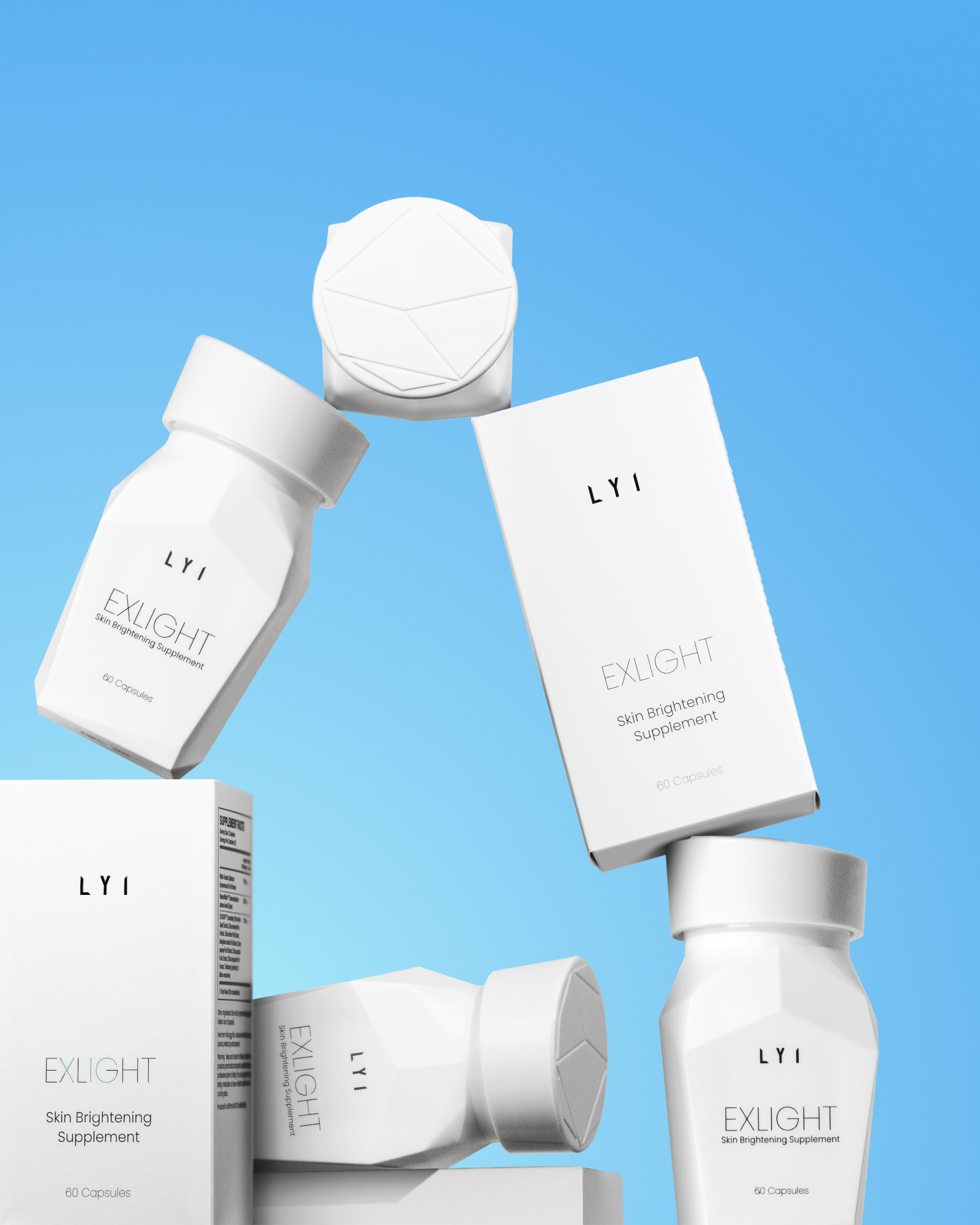 LYI EXLIGHT v modré produktové kompozici